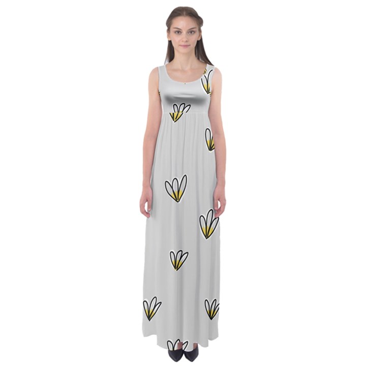 Pattern Leaves Daisies Print Empire Waist Maxi Dress