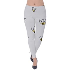 Pattern Leaves Daisies Print Velvet Leggings by Cemarart