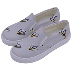 Pattern Leaves Daisies Print Kids  Canvas Slip Ons by Cemarart