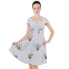 Pattern Leaves Daisies Print Cap Sleeve Midi Dress by Cemarart