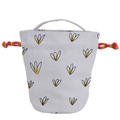 Pattern Leaves Daisies Print Drawstring Bucket Bag by Cemarart