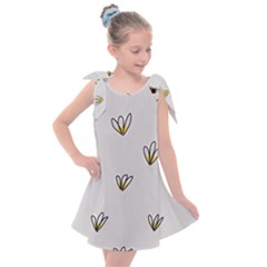 Pattern Leaves Daisies Print Kids  Tie Up Tunic Dress