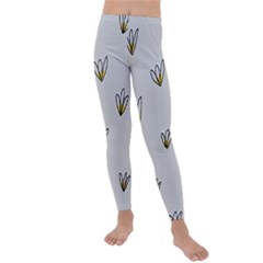 Pattern Leaves Daisies Print Kids  Lightweight Velour Leggings by Cemarart