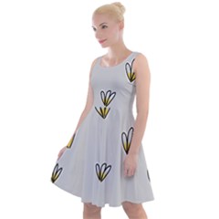 Pattern Leaves Daisies Print Knee Length Skater Dress by Cemarart