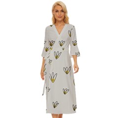 Pattern Leaves Daisies Print Midsummer Wrap Dress by Cemarart