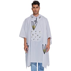 Pattern Leaves Daisies Print Men s Hooded Rain Ponchos by Cemarart