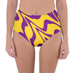 Waves Pattern Lines Wiggly Reversible High-waist Bikini Bottoms by Cemarart