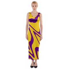 Waves Pattern Lines Wiggly Fitted Maxi Dress by Cemarart