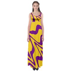 Waves Pattern Lines Wiggly Empire Waist Maxi Dress by Cemarart