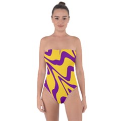 Waves Pattern Lines Wiggly Tie Back One Piece Swimsuit by Cemarart