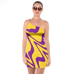 Waves Pattern Lines Wiggly One Shoulder Ring Trim Bodycon Dress by Cemarart