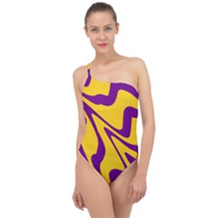 Waves Pattern Lines Wiggly Classic One Shoulder Swimsuit