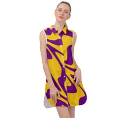 Waves Pattern Lines Wiggly Sleeveless Shirt Dress by Cemarart