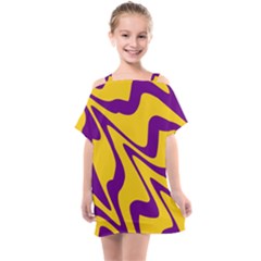 Waves Pattern Lines Wiggly Kids  One Piece Chiffon Dress by Cemarart