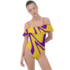 Waves Pattern Lines Wiggly Frill Detail One Piece Swimsuit by Cemarart