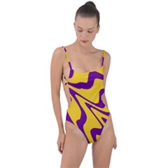 Waves Pattern Lines Wiggly Tie Strap One Piece Swimsuit by Cemarart