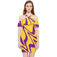 Waves Pattern Lines Wiggly Shoulder Frill Bodycon Summer Dress by Cemarart