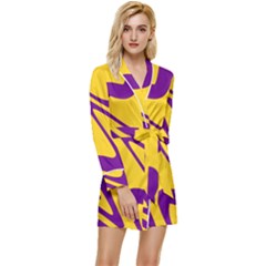 Waves Pattern Lines Wiggly Long Sleeve Satin Robe by Cemarart