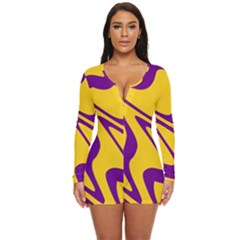 Waves Pattern Lines Wiggly Long Sleeve Boyleg Swimsuit by Cemarart