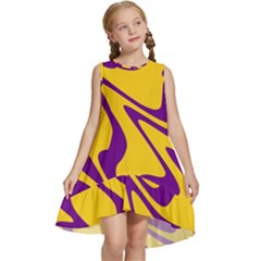 Waves Pattern Lines Wiggly Kids  Frill Swing Dress