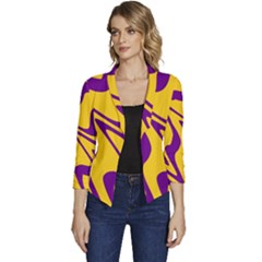 Waves Pattern Lines Wiggly Women s Casual 3/4 Sleeve Spring Jacket by Cemarart