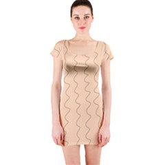 Lines Pattern Wiggly Minimal Print Short Sleeve Bodycon Dress by Cemarart