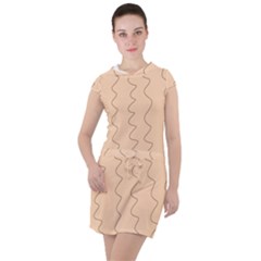 Lines Pattern Wiggly Minimal Print Drawstring Hooded Dress by Cemarart