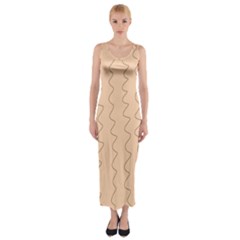 Lines Pattern Wiggly Minimal Print Fitted Maxi Dress by Cemarart