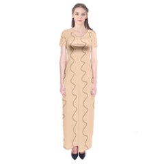 Lines Pattern Wiggly Minimal Print Short Sleeve Maxi Dress by Cemarart