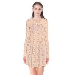 Lines Pattern Wiggly Minimal Print Long Sleeve V-neck Flare Dress by Cemarart