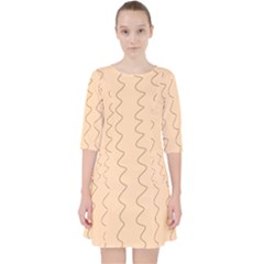 Lines Pattern Wiggly Minimal Print Quarter Sleeve Pocket Dress by Cemarart