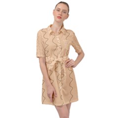 Lines Pattern Wiggly Minimal Print Belted Shirt Dress by Cemarart