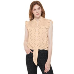 Lines Pattern Wiggly Minimal Print Frill Detail Shirt by Cemarart