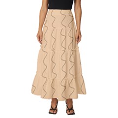 Lines Pattern Wiggly Minimal Print Tiered Ruffle Maxi Skirt by Cemarart