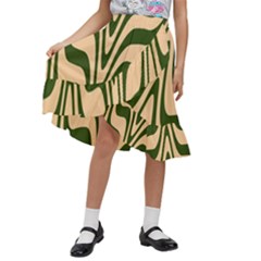 Swirl Pattern Abstract Marble Kids  Ruffle Flared Wrap Midi Skirt by Cemarart