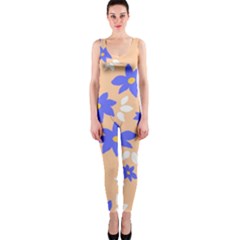 Flowers Pattern Floral Print One Piece Catsuit by Cemarart