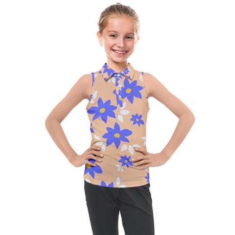 Flowers Pattern Floral Print Kids  Sleeveless Polo T-shirt by Cemarart