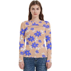 Flowers Pattern Floral Print Women s Cut Out Long Sleeve T-shirt by Cemarart