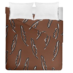 Feather Leaf Pattern Print Duvet Cover Double Side (queen Size) by Cemarart