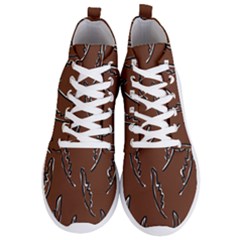 Feather Leaf Pattern Print Men s Lightweight High Top Sneakers by Cemarart