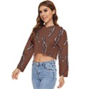 Feather Leaf Pattern Print Women s Lightweight Cropped Hoodie View2