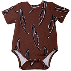 Feather Leaf Pattern Print Baby Short Sleeve Bodysuit by Cemarart