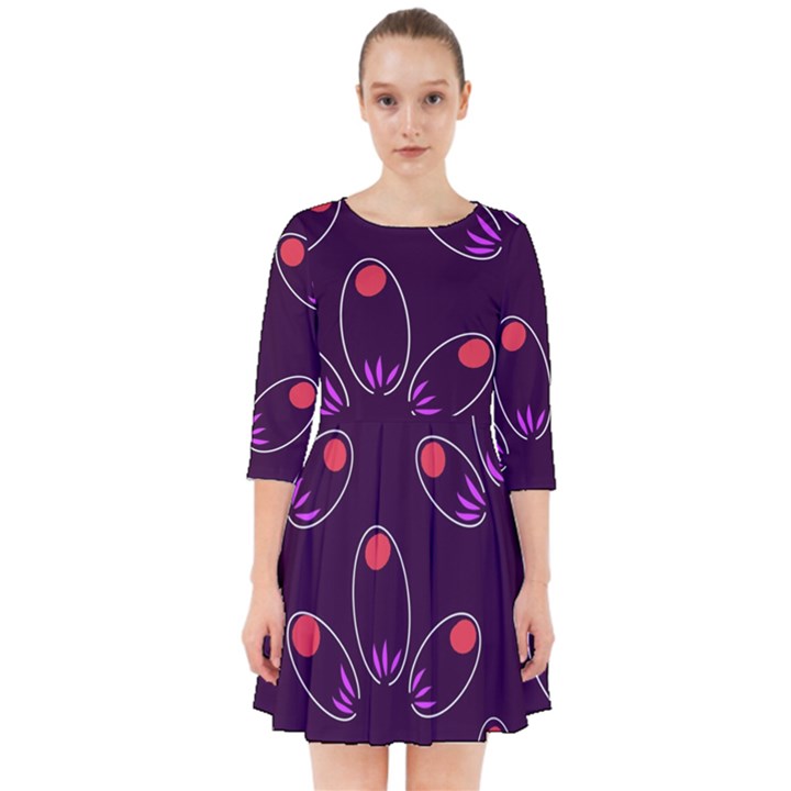 Pattern Petals Dots Print Seamless Smock Dress