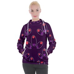 Pattern Petals Dots Print Seamless Women s Hooded Pullover