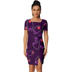 Pattern Petals Dots Print Seamless Fitted Knot Split End Bodycon Dress by Cemarart