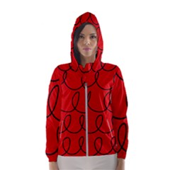 Red Background Wallpaper Women s Hooded Windbreaker by Cemarart