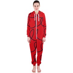 Red Background Wallpaper Hooded Jumpsuit (ladies) by Cemarart