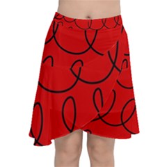 Red Background Wallpaper Chiffon Wrap Front Skirt by Cemarart