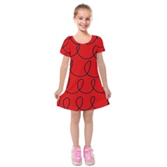 Red Background Wallpaper Kids  Short Sleeve Velvet Dress by Cemarart