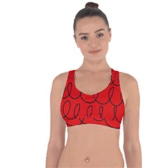 Red Background Wallpaper Cross String Back Sports Bra by Cemarart